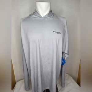 NWT Columbia Size XL PFG Solar Gray Omni-Shade Hoodie- Fishing Wear- Regular Fit